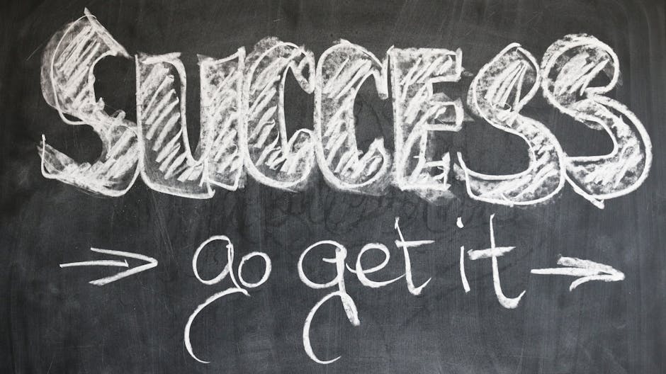 Motivational chalkboard with 'Success - go get it' written in chalk